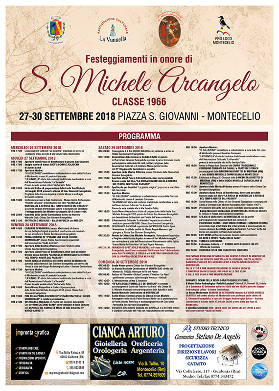 San Michele e Sfilata delle Vunnelle a Montecelio-Roma Programma Festa di San Michele e Sfilata delle Vunnelle a Montecelio-Roma