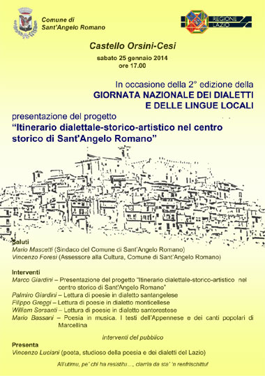 Giornata Nazionale del Dialetto a Sant'Angelo Romano presso il Castello Orsini-Cesi