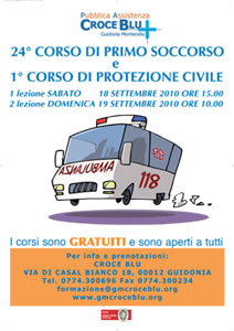 Croce Blu Guidonia, al via il 24° corso di pronto soccorso