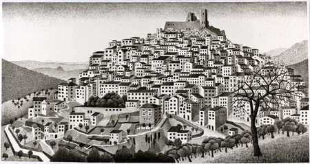 Montecelio ritratto in un'opera di Maurits Cornelis Escher nel marzo 1924
