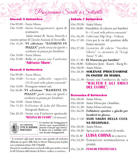 Programma Sagra Cucine Regionale 2013 Programma Sagra Cucine Regionale 2013